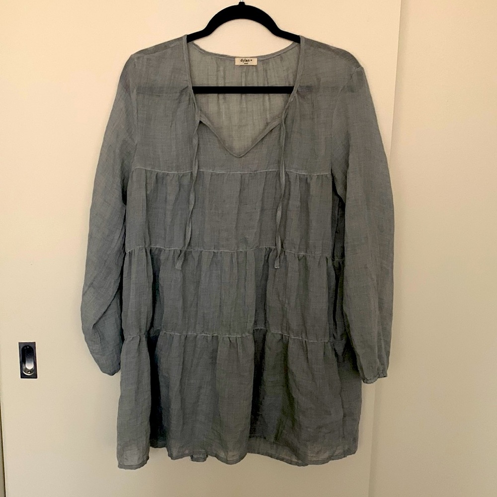 Dylan, linen blend, tunic/dress. Grey/blue